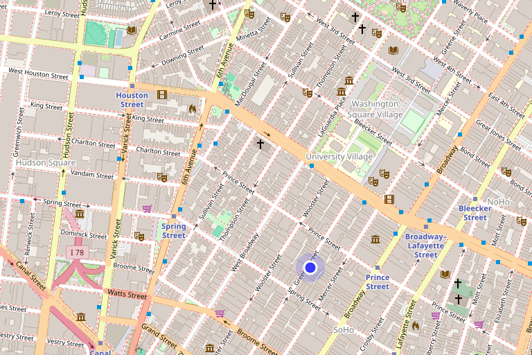 Map showing 104-110 Greene Street in SoHo