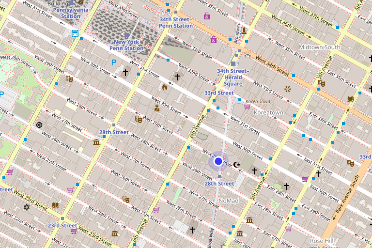 Map showing 1239 Broadway in NoMad