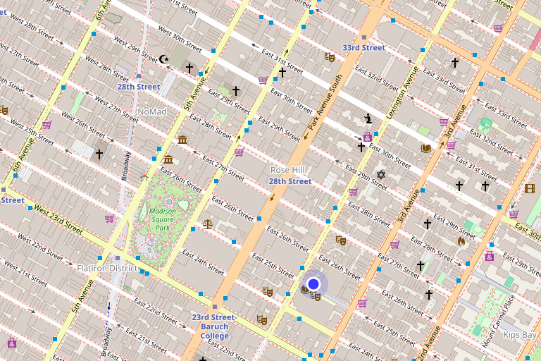 Map showing 137 East 25th Street in Flatiron