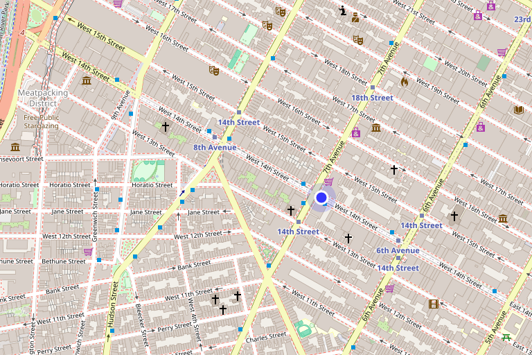 Map showing 275 Seventh Avenue in Chelsea