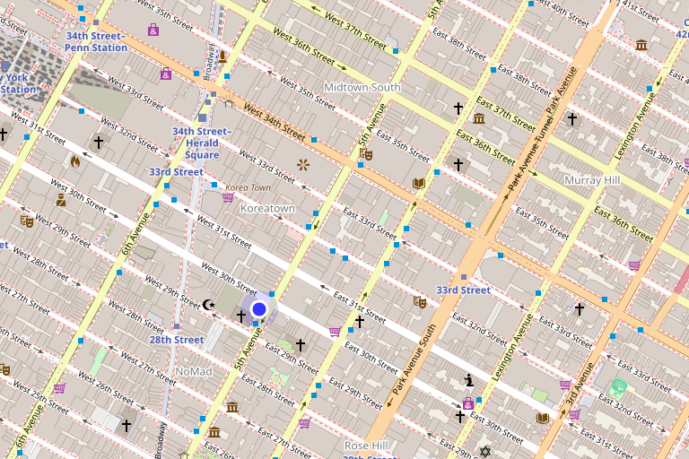 Map showing 276 Fifth Avenue in Flatiron