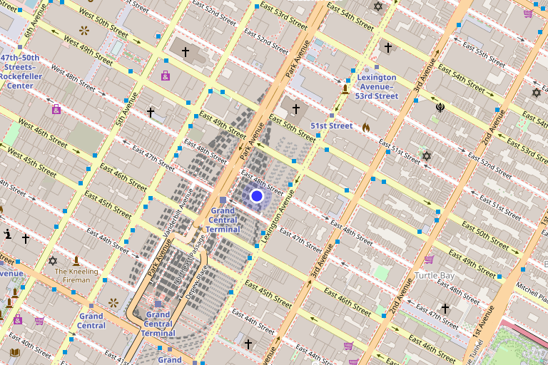 Map showing 277 Park Avenue in Midtown