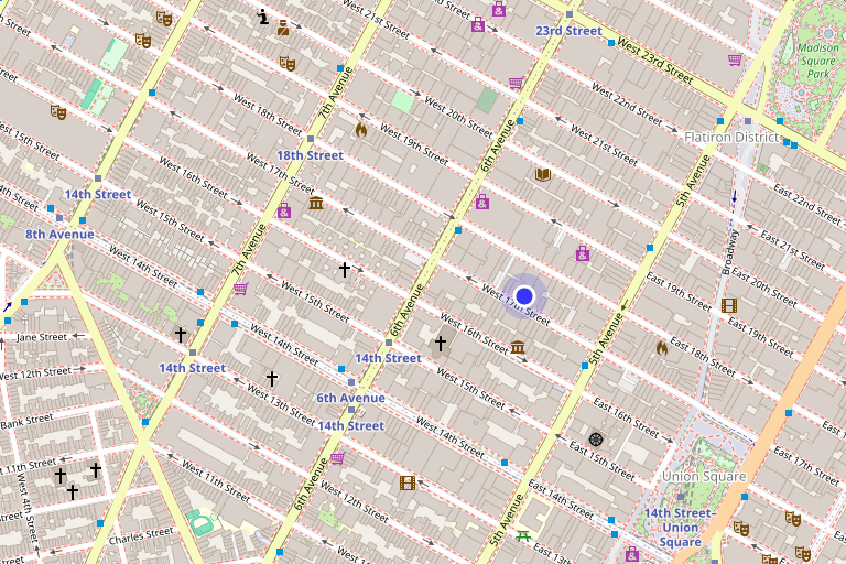 Map showing 29 West 17th Street in Union Square