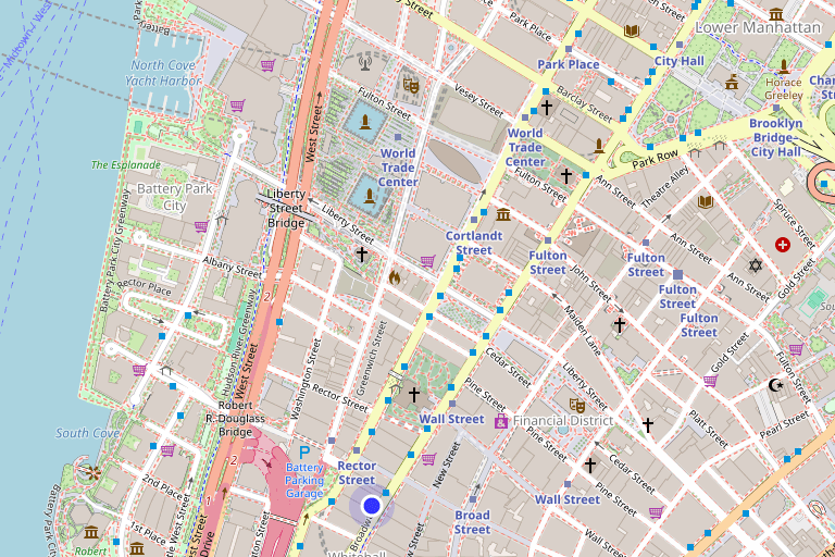 Map showing 45 Broadway in FiDi