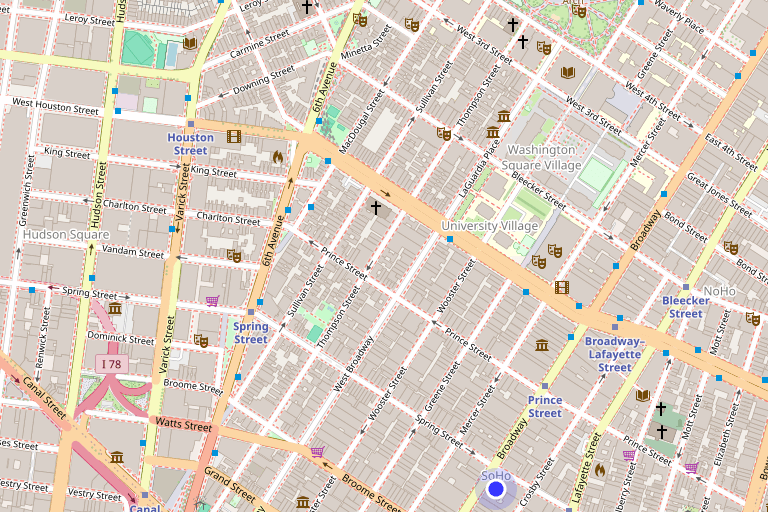 Map showing 520 Broadway in SoHo