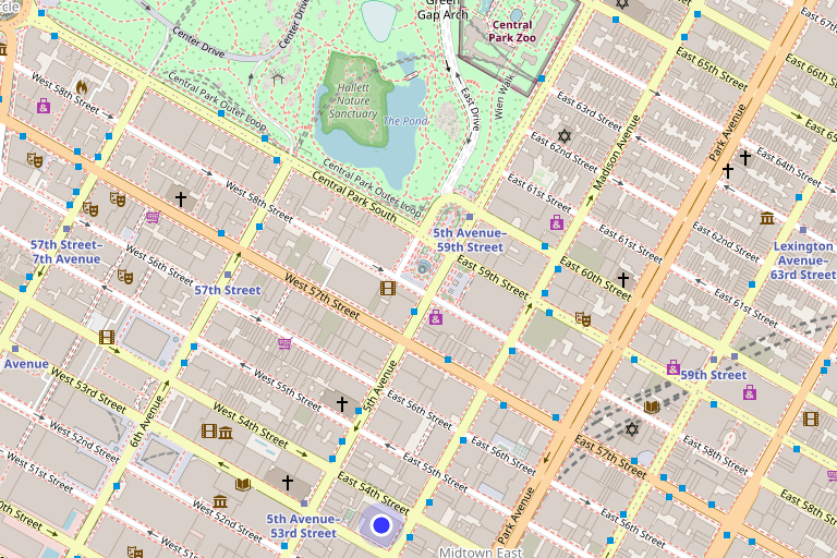 Map showing 520 Madison Avenue in Midtown