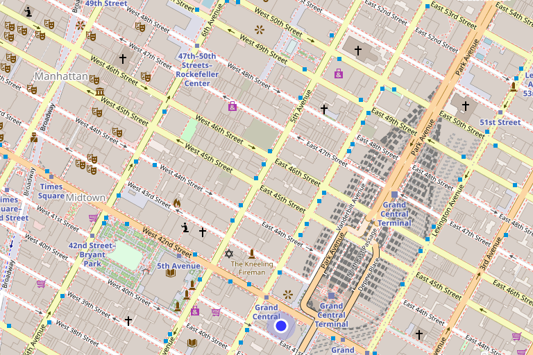 Map showing 60 East 42nd Street in Grand Central