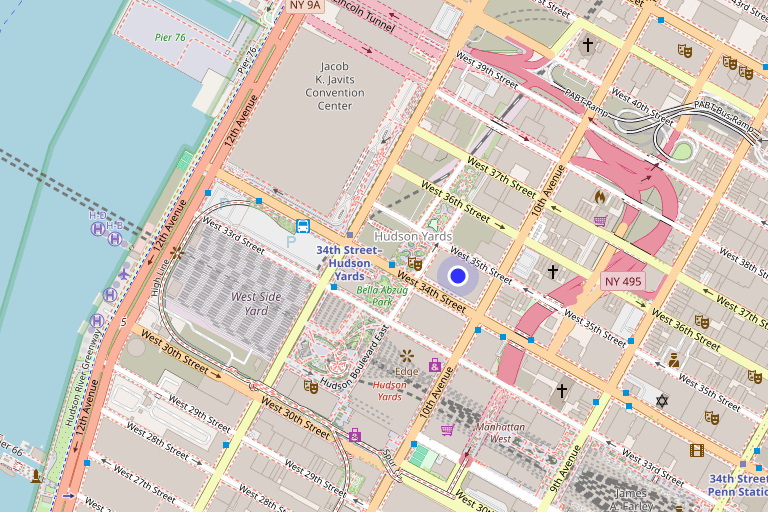 Map showing 66 Hudson Boulevard in Hudson Yards