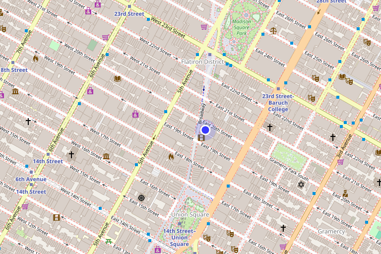Map showing 900 Broadway in Flatiron