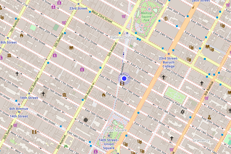 Map showing 900 Broadway in Union Square