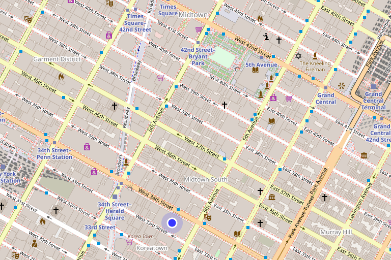 Map showing Empire State Building in NoMad