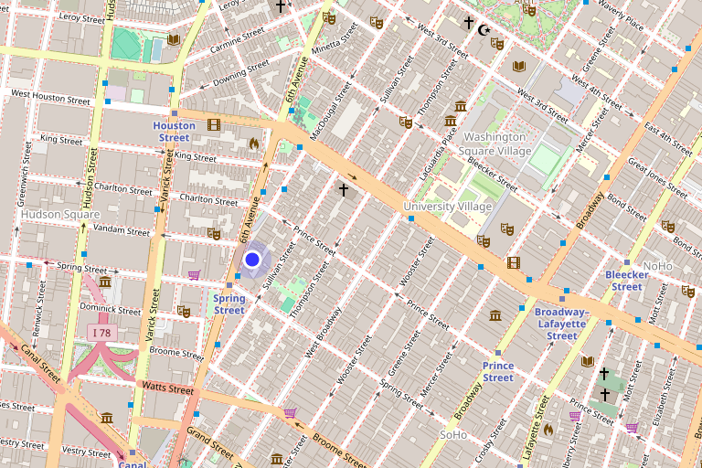 Map showing One Soho Square in SoHo
